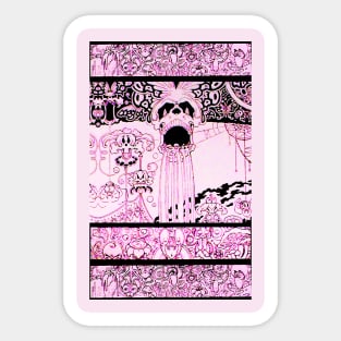 PINK BLACK PSYCHEDELIC SKULL, BUTTERFLIES,OWLS AND FANTASTIC CREATURES Fantasy Sticker